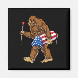 Bigfoot Fireworks 4th Of July Men Sasquatch Americ Magnet
