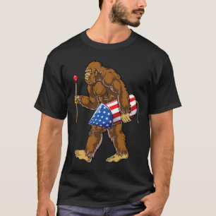 Bigfoot Fireworks 4th Of July Men Sasquatch Americ T-Shirt