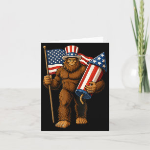 Bigfoot Fireworks 4th Of July Patriotic Sasquatch Card