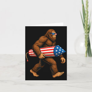 Bigfoot Fireworks 4th Of July Patriotic Sasquatch Card