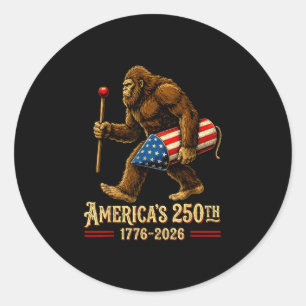 Bigfoot fireworks 4th of july patriotic sasquatch classic round sticker