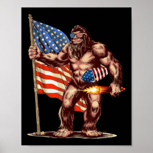 Bigfoot Fireworks 4th Of July Sasquatch American U Poster