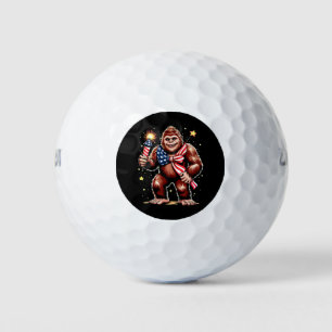 Bigfoot Fireworks 4th Of July Sasquatch US America Golf Balls