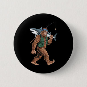 Bigfoot Fisherman Shirt - Funny Sasquatch With Sha 6 Cm Round Badge