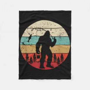 Bigfoot Fishing Funny Fisherman Retro Sasquatch Da Fleece Blanket
