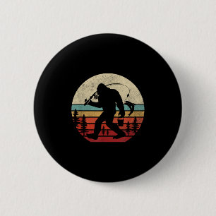Bigfoot Fishing Funny Retro Sasquatch Dad Men Kids 6 Cm Round Badge