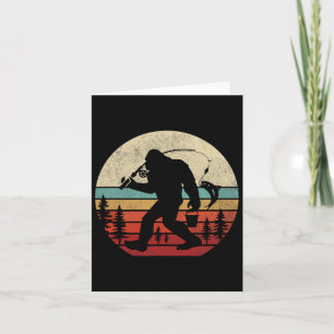 Bigfoot Fishing Funny Retro Sasquatch Dad Men Kids Card