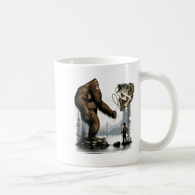 Bigfoot Fishing Funny Sasquatch Fi-shirt  Coffee Mug (Right)