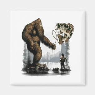 Bigfoot Fishing Funny Sasquatch Fi-shirt  Magnet