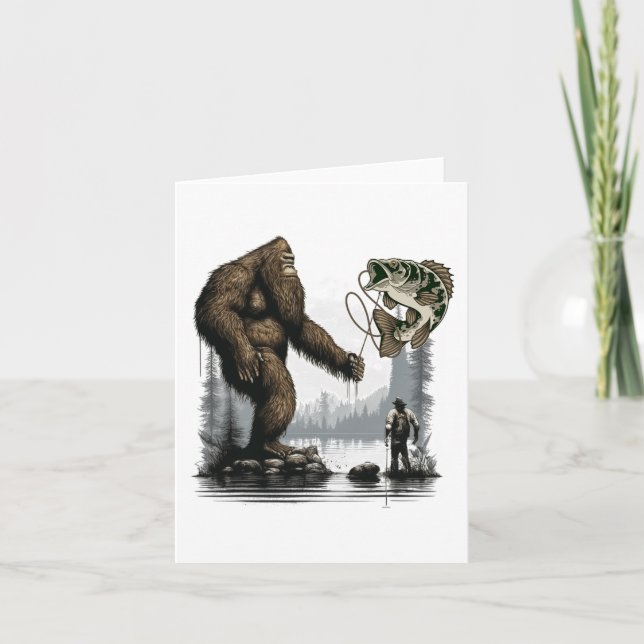 Bigfoot Fishing Funny Sasquatch Fish 1  Card (Front)