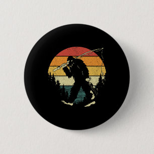 Bigfoot Fishing Funny Sasquatch Fish Sunset 80s B 6 Cm Round Badge
