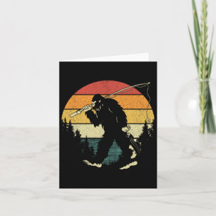 Bigfoot Fishing Funny Sasquatch Fish Sunset 80s B  Card
