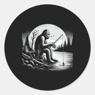 Bigfoot Fishing Lake Sasquatch Fisherman Funny Fis Classic Round Sticker