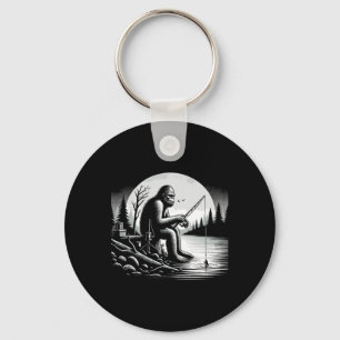 Bigfoot Fishing Lake Sasquatch Fisherman Funny Fis Key Ring