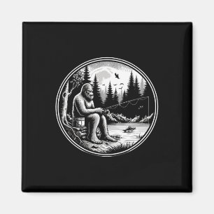 Bigfoot Fishing Lake Sasquatch Fisherman Funny Fis Magnet