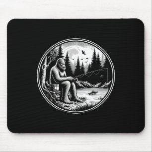 Bigfoot Fishing Lake Sasquatch Fisherman Funny Fis Mouse Pad