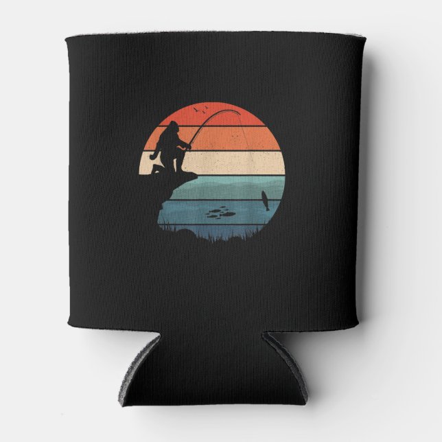 Bigfoot Fishing Sasquatch Frisherman Funny Fathers Can Cooler (Front)