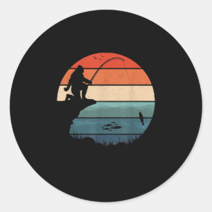 Bigfoot Fishing Sasquatch Frisherman Funny Fathers Classic Round Sticker