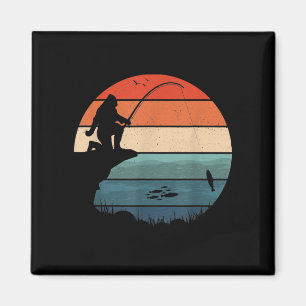 Bigfoot Fishing Sasquatch Frisherman Funny Fathers Magnet