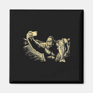 Bigfoot fishing selfie funny sasquatch bass magnet