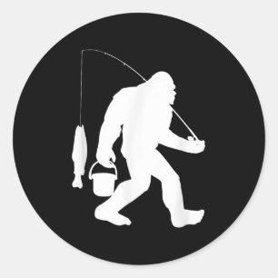 Bigfoot Fishing Shirt Funny Sasquatch And Fish  Classic Round Sticker