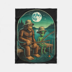 Bigfoot Fishing Shirt Men Boys Sasquatch Fishing D Fleece Blanket
