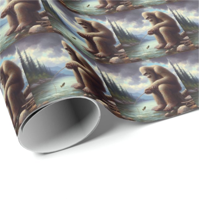 Bigfoot Fishing Wrapping Paper (Roll Corner)