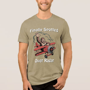 BigFoot Flying Aeroplane Clouds Funny Birthday Tri-Blend Shirt