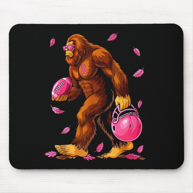 Bigfoot Football Nk Ribbon Breast Cancer Awareness Mouse Pad (Front)