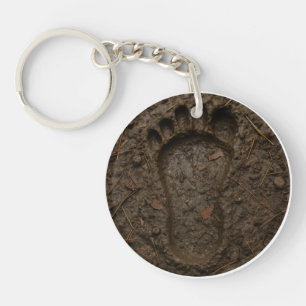 Bigfoot Footprint in Mud Key Ring