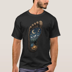 Bigfoot Footprint Mountain Camping Night Sasquatch T-Shirt
