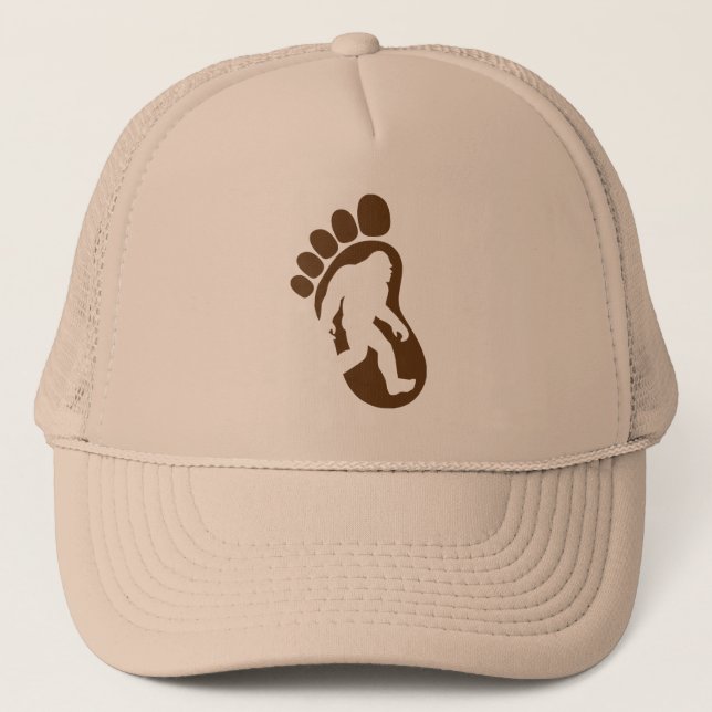 Bigfoot Footprint Silhouette Sasquatch Trucker Hat (Front)