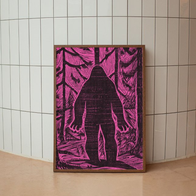 Bigfoot Forest Pink Retro Modern Wall Art Poster (Creator Uploaded)