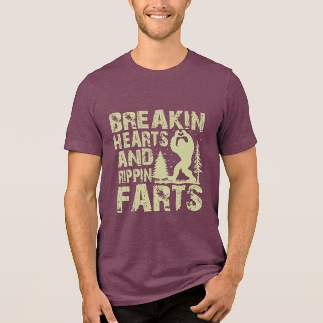 Bigfoot Funny breakin Hearts & Rippin Farts Tee (Front)