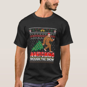 Bigfoot Funny Sasquatch Ugly Christmas Tree Santa  T-Shirt