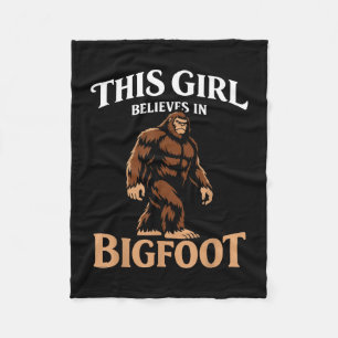 Bigfoot girl believer sasquatch cryptid forest fleece blanket