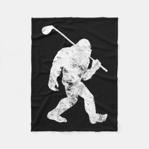 Bigfoot Golf Golfer Vintage Sasquatch Funny Men Wo Fleece Blanket