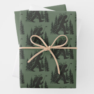 Bigfoot Golfer Tree Funny Sasquatch Golfing Golf Wrapping Paper Sheet