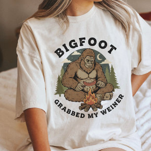 Bigfoot Grabbed My Weiner Campfire Camping Sasquat Tri-Blend Shirt