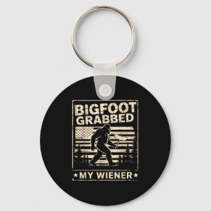 Bigfoot Grabbed My Wiener Usa Flag Funny Sasquatch Key Ring