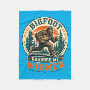 Bigfoot Grabbed Wiener Funny Hot Dog Pun Men Women Fleece Blanket