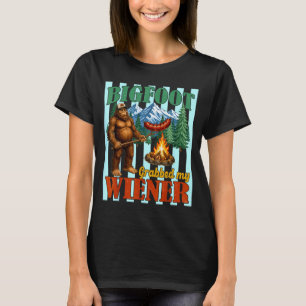 Bigfoot grabbed wiener funny sasquatch joke men T-Shirt