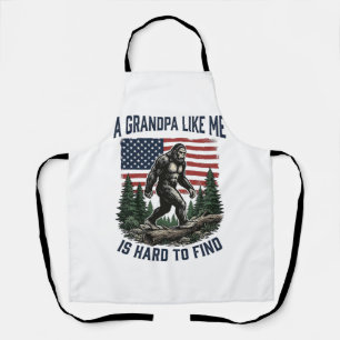 Bigfoot Grandpa Vintage American Flag Shirt Design Apron