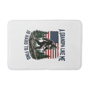 Bigfoot Grandpa Vintage American Flag Shirt Design Bath Mat