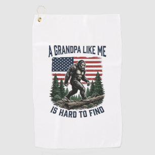 Bigfoot Grandpa Vintage American Flag Shirt Design Golf Towel