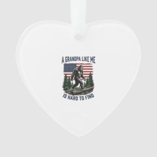 Bigfoot Grandpa Vintage American Flag Shirt Design Ornament