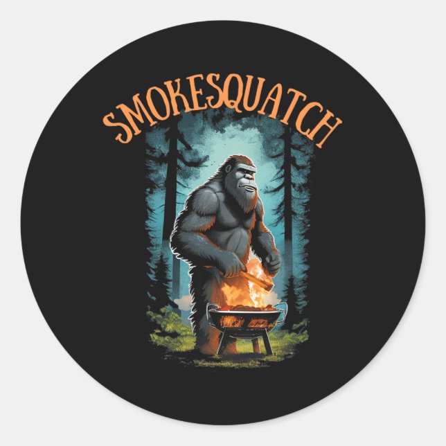 Bigfoot Grilling Sasquatch Pitmaster Grill Bbq Smo Classic Round Sticker (Front)