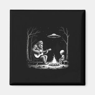 Bigfoot Guitar Tee Campfire Alien Ufo Camping Sasq Magnet