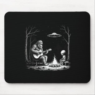 Bigfoot Guitar Tee Campfire Alien Ufo Camping Sasq Mouse Pad