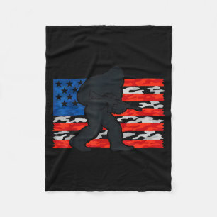 Bigfoot gun owner us american flag sasquatch rifle fleece blanket